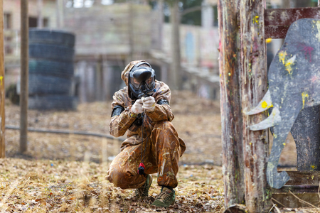 Saint-Petersburg, Russia - April 10, 2016: Paintball student tournament of Bonch Bruevich university in Snaker club.のeditorial素材