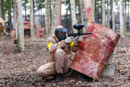 Saint-Petersburg, Russia - April 10, 2016: Paintball student tournament of Bonch Bruevich university in Snaker club.のeditorial素材