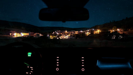 A car watching the starsの写真素材