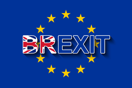 BREXIT on the EU flag - UK's withdrawal from the EU.のイラスト素材