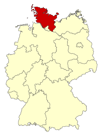 Map of Germany with federal state Schleswig-Holstein.のイラスト素材