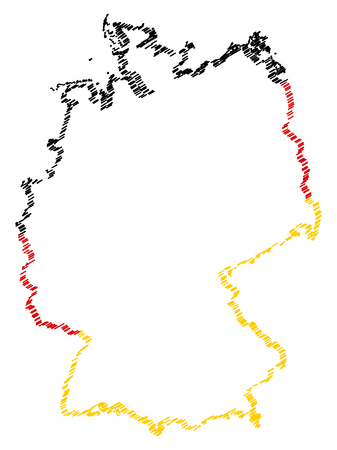 Abstract Germany map with national flag colors.のイラスト素材