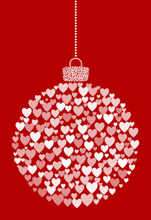 Vector abstract Christmas ball of heart icons.のイラスト素材