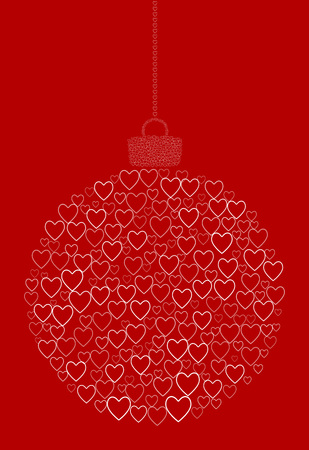 Vector abstract christmas ball of line heart icons.のイラスト素材