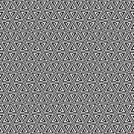 Vector seamless geometric pattern. Texture from divided triangles. Black-and-white background. Monochrome design.のイラスト素材