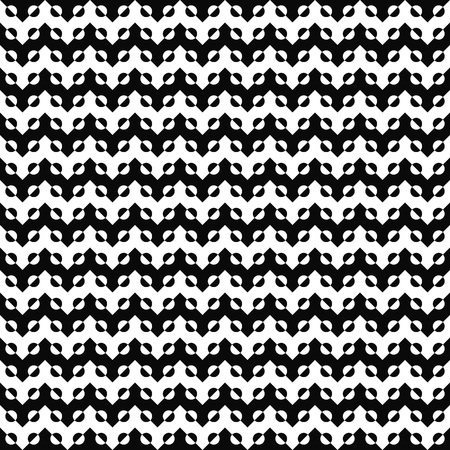 Vector seamless zigzag pattern. Abstract chevron texture. Black-and-white background. Monochrome design of zigzag stripes with semicircles.のイラスト素材