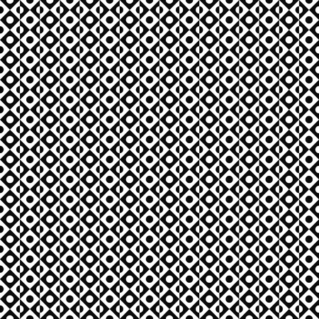 Vector seamless pattern. Abstract geometric texture. Black-and-white background. Monochrome divided circle in rhombus design.のイラスト素材