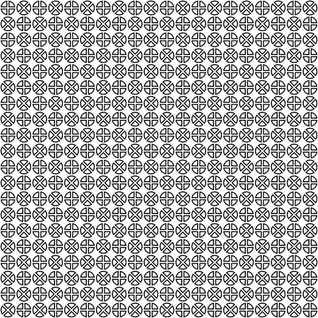 Vector seamless pattern. Abstract geometric texture. Black-and-white background. Monochrome divided circles design.のイラスト素材