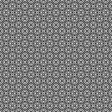 Vector seamless pattern. Geometric texture. Black-and-white background. Monochrome squares and cross shapes design.のイラスト素材