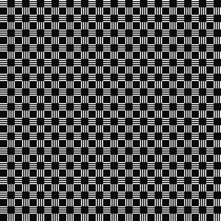 Vector seamless pattern. Geometric texture. Black-and-white background. Monochrome squares & rectangles design.のイラスト素材