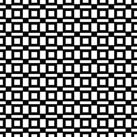 Vector seamless pattern. Geometric texture. Black-and-white background. Monochrome squares & rectangles design.のイラスト素材