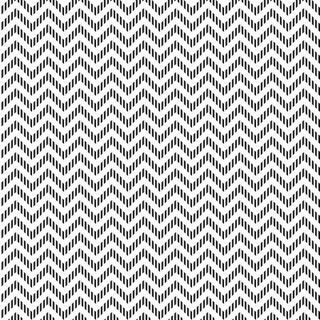 Vector seamless zigzag pattern. Chevron texture. Black-and-white background. Monochrome dashed design.のイラスト素材