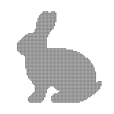 Vector abstract rabbit silhouette of black dots / circles.のイラスト素材
