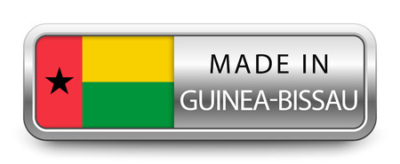 MADE IN GUINEA-BISSAU metallic badge with national flagの写真素材