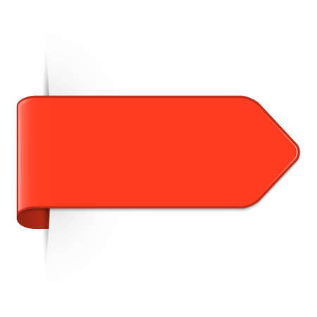 Long curved red bookmark arrow with shadow and copy space isolated on a white background. EPS10 vector fileのイラスト素材