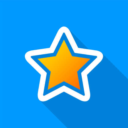Flat golden star icon with a long shadow on a blue background. EPS10 vector fileのイラスト素材
