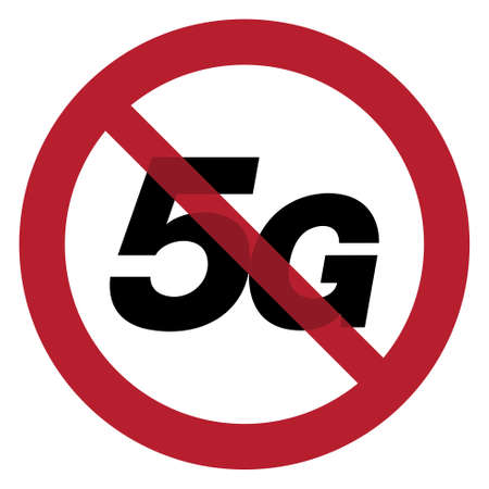 5G (fifth generation) prohibited symbol sign isolated on white background. EPS10 vector file