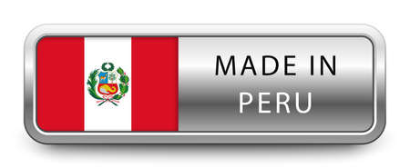 MADE IN PERU metallic badge  national flag isolated on a white background.  vector fileのイラスト素材