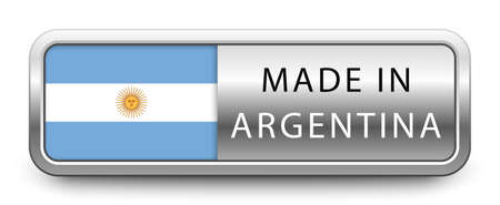MADE IN ARGENTINA metallic badge  national flag isolated on a white background.  vector fileのイラスト素材