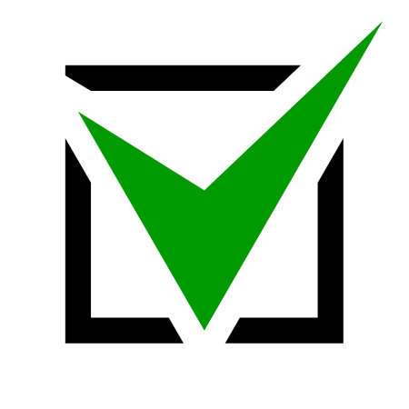 Checkbox icon, green tick symbol in a black square isolated on a white background.  vector fileのイラスト素材