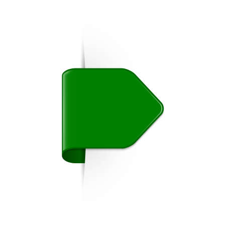 Short curved green bookmark arrow  shadow and copy space isolated on a white background.  vector fileのイラスト素材