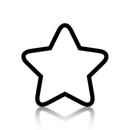 Black star line icon with reflection isolated on a white background. EPS10 vector fileのイラスト素材