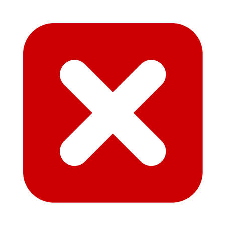 Flat square X mark red icon, button. Cross symbol isolated on a white background. EPS10 vector fileのイラスト素材