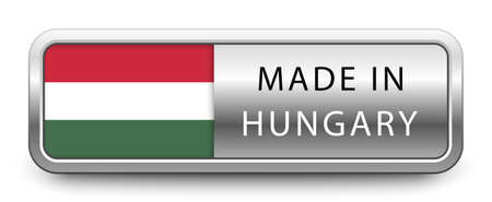 MADE IN HUNGARY metallic badge  national flag isolated on a white background.  vector fileのイラスト素材