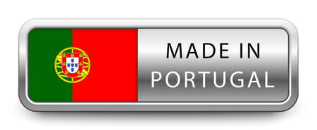 MADE IN PORTUGAL metallic badge  national flag isolated on a white background.  vector fileのイラスト素材