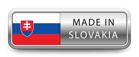 MADE IN SLOVAKIA metallic badge  national flag isolated on a white background.  vector fileのイラスト素材
