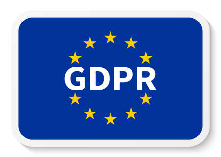 Rectangular Sticker Icon with the Flag of the EU and GDPR / General Data Protection Regulation. EPS10 vector fileのイラスト素材