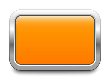 Rectangular orange metal button isolated on a white background. Blank template with copy space. EPS10 vector fileのイラスト素材