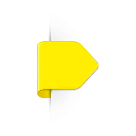 Short curved yellow bookmark arrow with shadow and copy space isolated on a white background. EPS10 vector fileのイラスト素材