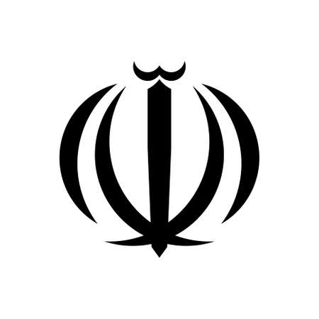 The black national emblem of the Islamic Republic of Iran. Pictogram, icon isolated on a white background.のイラスト素材