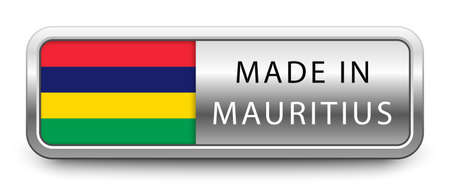 MADE IN MAURITIUS metallic badge with national flag isolated on a white background.のイラスト素材