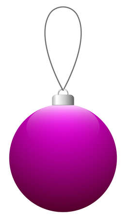 Pink glass Christmas ball on the string isolated on a white background.のイラスト素材