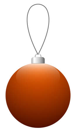 Orange glass Christmas ball on the string isolated on a white background.のイラスト素材