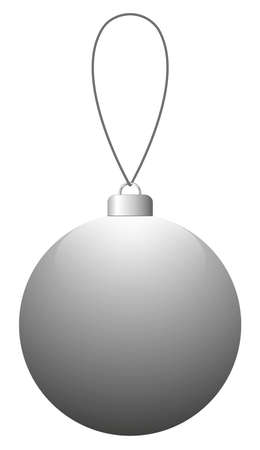 Light gray glass Christmas ball on the string isolated on a white background.のイラスト素材
