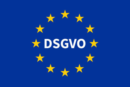 The Flag of the EU with German text DSGVO translate General Data Protection Regulation (GDPR).のイラスト素材
