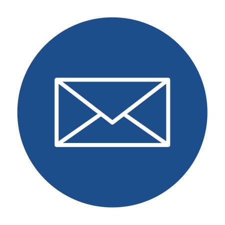 Blue round envelope outline icon, button isolated on a white background.のイラスト素材