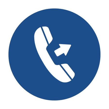 Blue round outgoing call icon, button isolated on a white background.のイラスト素材