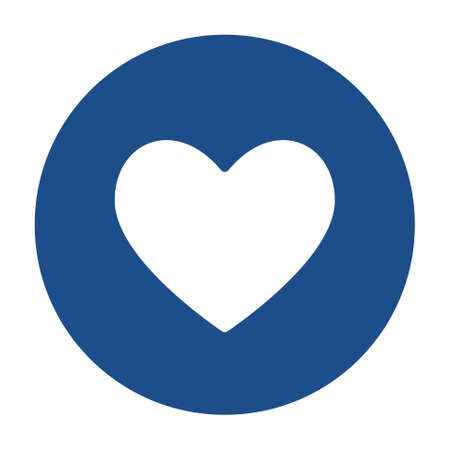 Blue round heart icon, button isolated on a white background.のイラスト素材