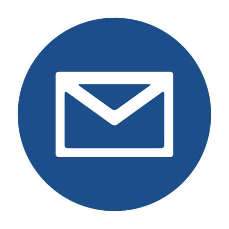 Blue round envelope icon, button isolated on a white background.のイラスト素材