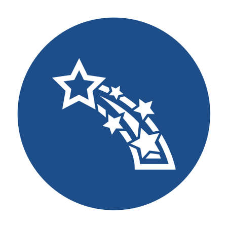 Blue round shooting star icon, button isolated on a white background.のイラスト素材