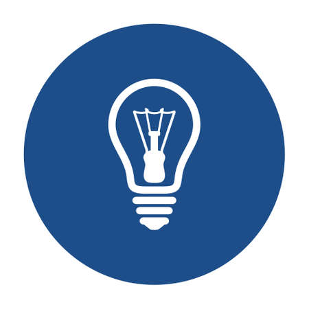 Blue round light bulb line icon, button isolated on a white background.のイラスト素材
