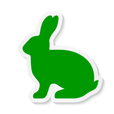 Flat green rabbit sticker icon isolated on a white background. Vector illustration.のイラスト素材