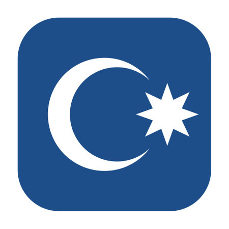 Blue rounded square national emblem of the Republic of Azerbaijan icon, button isolated on a white background. Vector illustration.のイラスト素材