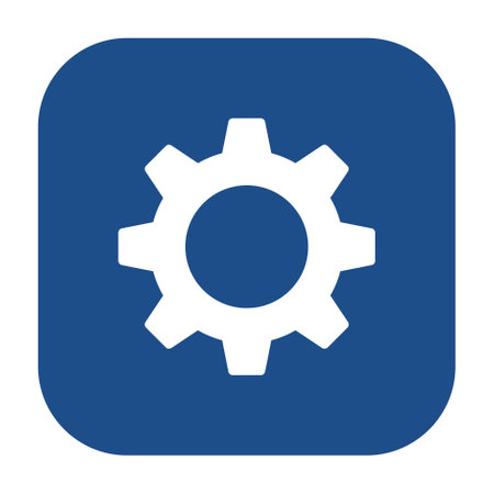 Blue rounded square gear wheel, settings icon, button isolated on a white background. Vector illustration.のイラスト素材