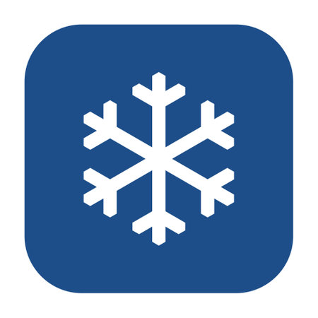 Blue rounded square snowflake icon, button isolated on a white background. Vector illustration.のイラスト素材