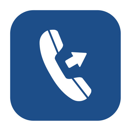 Blue rounded square outgoing call icon, button isolated on a white background. Vector illustration.のイラスト素材